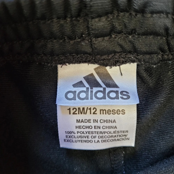 Adidas Black with White Stripe Track Pants Joggers Size Infant 12 Months - Picture 3 of 3